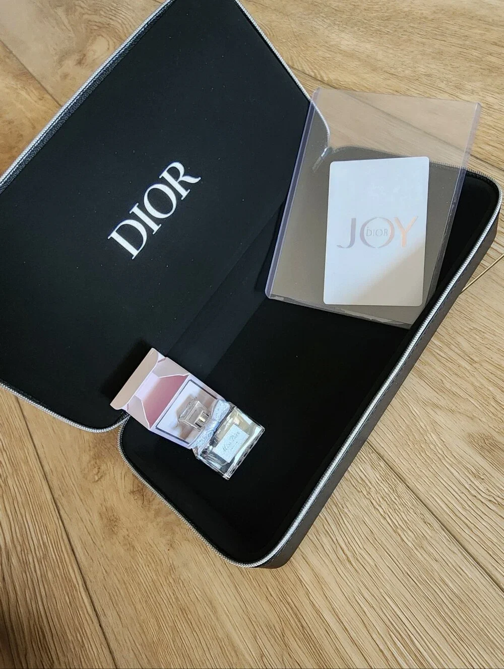 Dior Black Leather Rectangle Makeup Vanity Hard Case CD Logo With Sample Gift